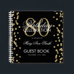 Carnet Gold 80th Birthday Guestbook Confetti Black<br><div class="desc">Un élégant modèle de livres d'hôtes 80th Birthday Party avec Gold Parties scintillant Confetti sur le design noir et facile à customiser texte.</div>
