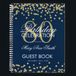 Carnet Gold 80th Birthday Guestbook Confetti Navy Blue<br><div class="desc">Un élégant modèle de livres d'hôtes de 80e fête d'anniversaire avec Confetti Parties scintillant or sur le design bleu marine et facile à customiser texte.</div>