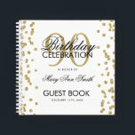 Carnet Gold 90th Birthday Guestbook Confetti<br><div class="desc">Un élégant 90e anniversaire modèle de livres d'hôtes avec Parties scintillant d'or Confetti design et facile à customiser texte.</div>