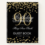 Carnet Gold 90th Birthday Guestbook Confetti Black<br><div class="desc">Un élégant 90e anniversaire modèle de livres d'hôtes avec Gold Parties scintillant Confetti sur le design noir et facile à customiser texte.</div>