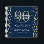 Carnet Gold 90th Birthday Guestbook Confetti Navy Blue<br><div class="desc">Un élégant 90th Birthday Party modèle de livre d'hôtes avec Gold Parties scintillant Confetti sur le design bleu marine et facile à customiser texte.</div>