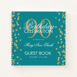 Carnet Gold 90th Birthday Guestbook Confetti Turquoise<br><div class="desc">Un élégant 90e anniversaire modèle de livres d'hôtes avec Gold Parties scintillant Confetti sur le design Turquoise et facile à customiser texte.</div>