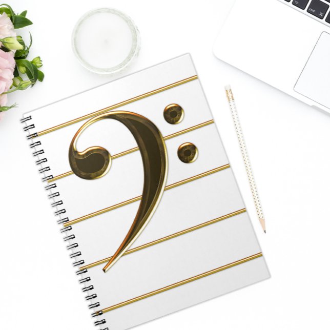 Carnet Gold Bass Clef Music Note (Créateur téléchargé)