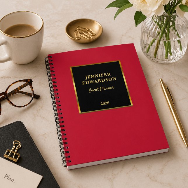 Carnet Gold black cardinal red professional business (Gold black and cardinal red professional business notebook.)