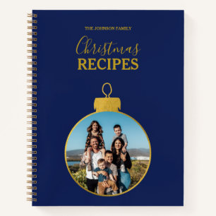 Carnet Gold Blue Photo Ornaments Christmas Recette