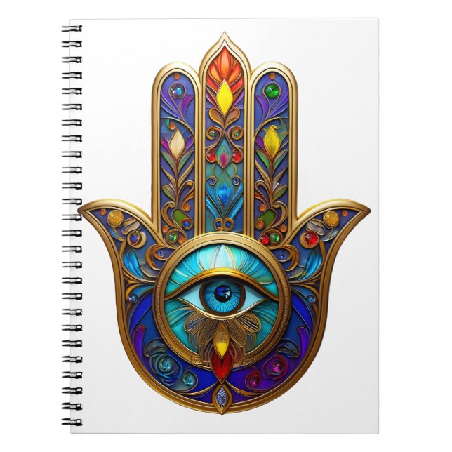 Carnet Gold Colorful Hamsa Turquoise Sapphire Third Eye  (Devant)