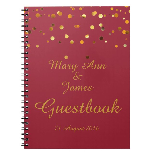 Carnet Gold Confetti Parties scintillant Faux Foil Maroon (Devant)