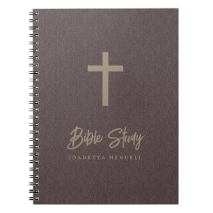 Carnet Gold Cross Lumière Cuir Brown Look Bible étude