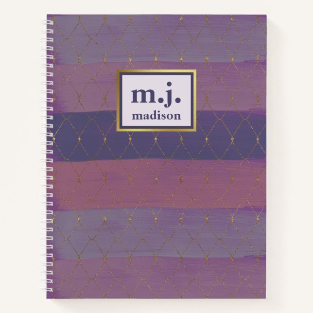 Carnet Gold Faux féminine avec pinces violettes (Devant)