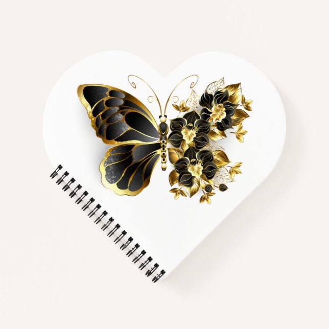 Carnet Gold flower Butterfly with Black Orchid (Devant)