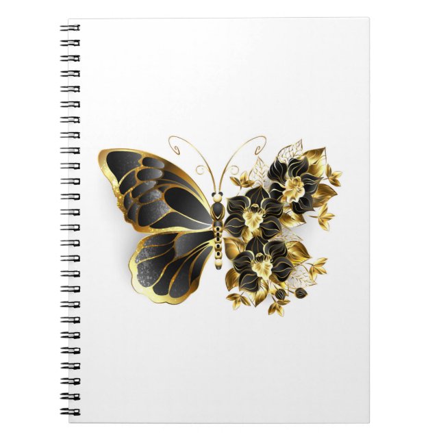 Carnet Gold flower Butterfly with Black Orchid (Devant)