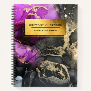 Carnet Gold Foil Purple Black Marbling Business Planner