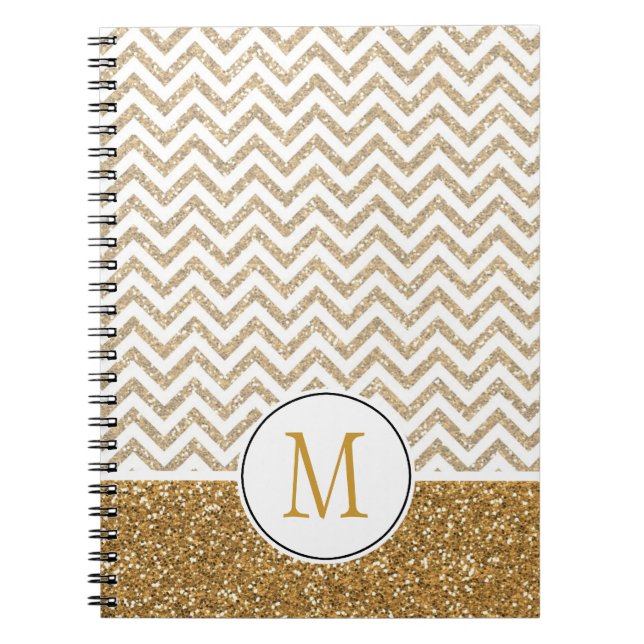 Carnet Gold Glam Faux Parties scintillant Chevron (Devant)