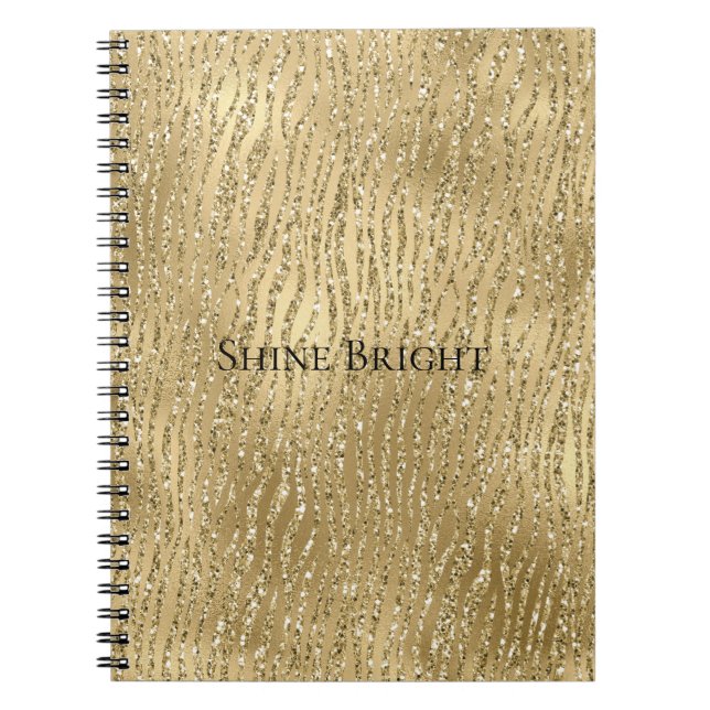 Carnet Gold Glam Glitzy Parties scintillant Zebra Print (Devant)