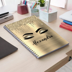 Carnet Gold Glitter Sparkle Eyelashes Monogram