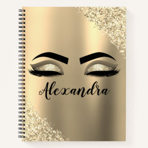 Carnet Gold Glitter Sparkle Eyelashes Monogram