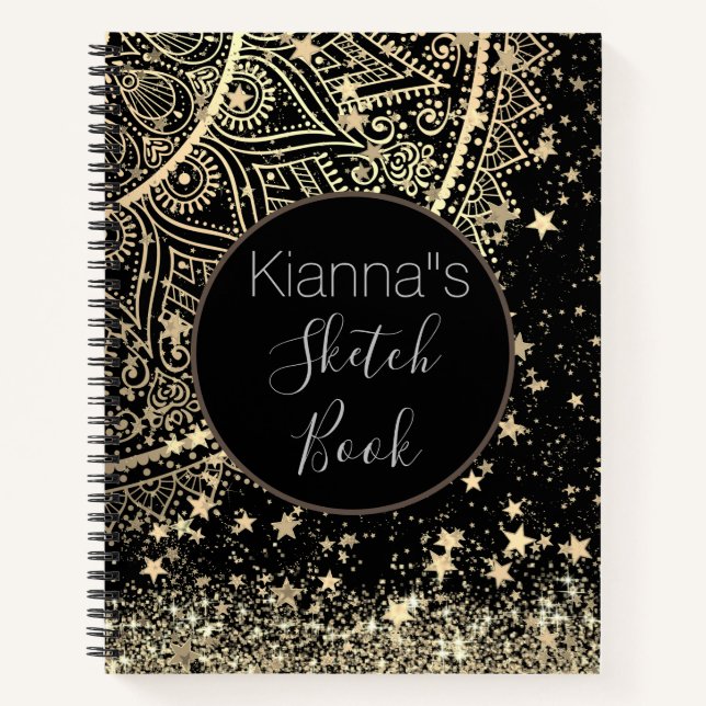 Carnet Gold Lotus Mandala avec Gold Stars Sketch Book (Devant)