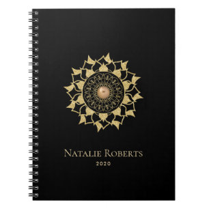 Carnet Gold Mandala Flower Elegant Noir