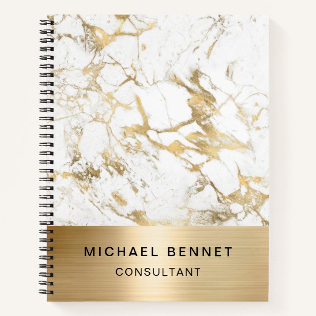 Carnet Gold Metallic Marbre blanc Consultant (Devant)