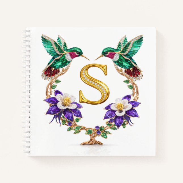 Carnet Gold Monogram S Hummingbird Wedding Gift  (Devant)