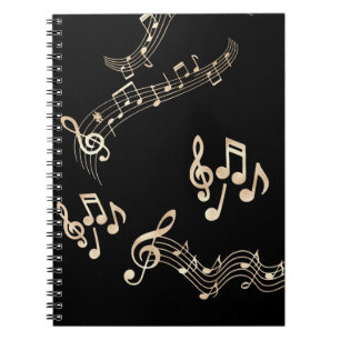 Carnet Gold Music Notes sur Black