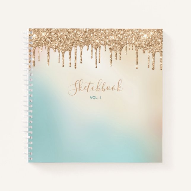 Carnet Gold Parties scintillant Et Pastel Blue Sketchbook (Devant)