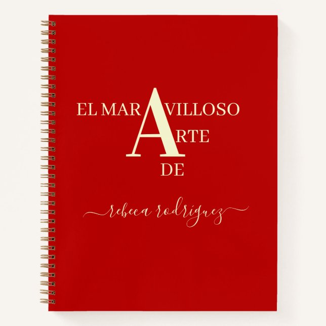 Carnet Gold Red Personalized Sketchbook add Name (Devant)