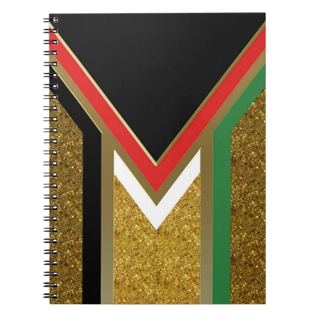 Carnet Gold + Rouge noir vert blanc Géométrie (Devant)
