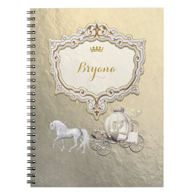 Carnet Gold Royal Princess Storybook Carriage & Unicorn (Devant)