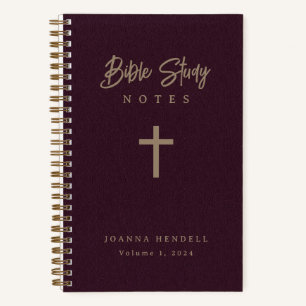 Carnet Gold Script Burgundy Leather Look Bible étude