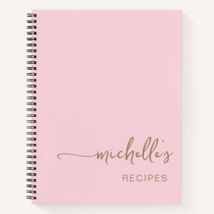 Carnet Gold Signature Script Cookbook Blush Pink Recette