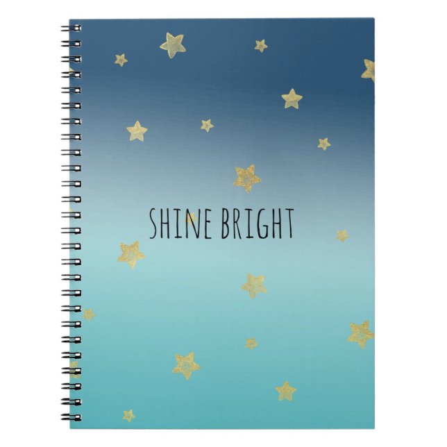 Carnet Gold Stars Aqua Blue Ombre devis personnalisé (Devant)