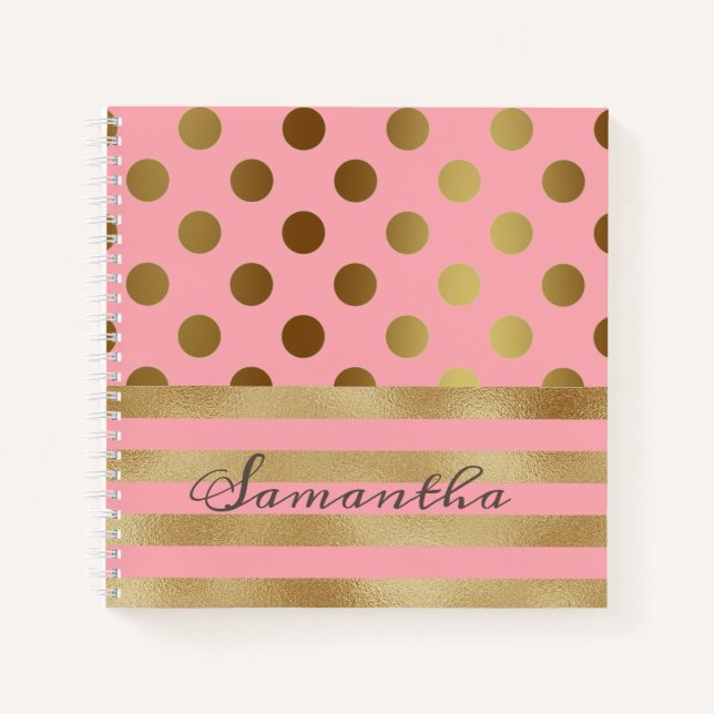 Carnet Gold Stripe Polka Nom du point Girl (Devant)