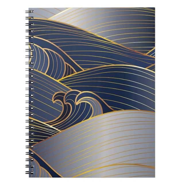 Carnet Gold Wave Lines, Vintage Abstrait. (Devant)