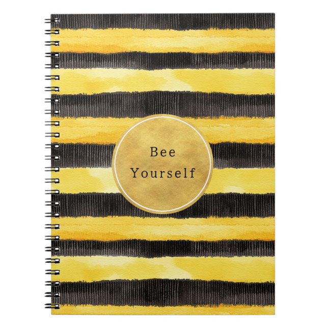 Carnet Gold Yellow Black Bee Stripes (Devant)