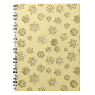 Carnet Golden 3-d snowflakes on a gold background