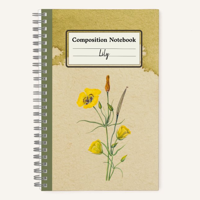 Carnet Golden Bowl Mariposa Fleur Personnalisée Comp (Recto)