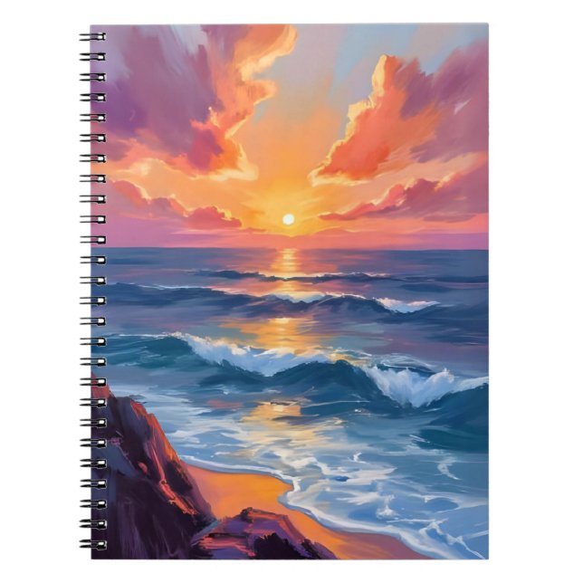 Carnet Golden Coast | Ocean Sunset Watercolor Painting (Devant)