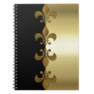 Carnet Golden Fleur-de-lis noir doré monogramme