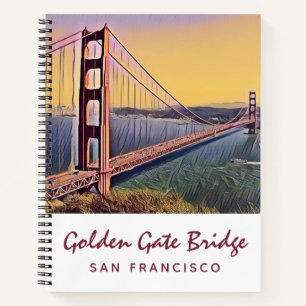 Carnet Golden Gate Bridge San Francisco Peinture Vintage
