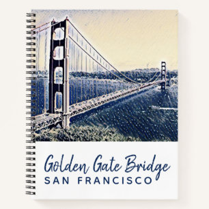 Carnet Golden Gate Bridge San Francisco Watercolor Art