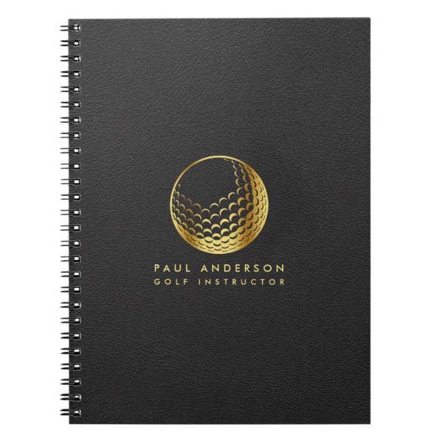 Carnet Golden Golf Ball Logo Elegant Golfer Monogramme (Devant)
