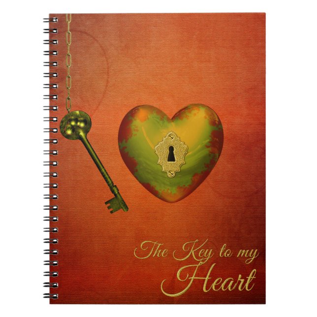 Carnet Golden Heart with Key (Devant)