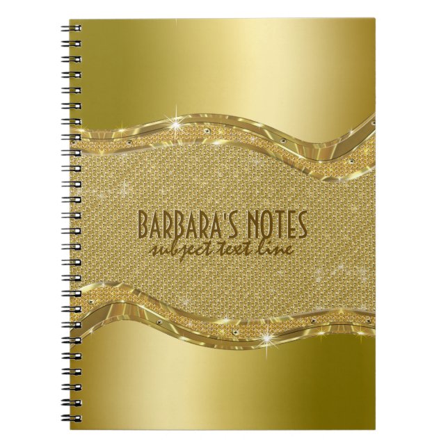 Carnet Golden Metallic Look With Diamonds Pattern (Devant)