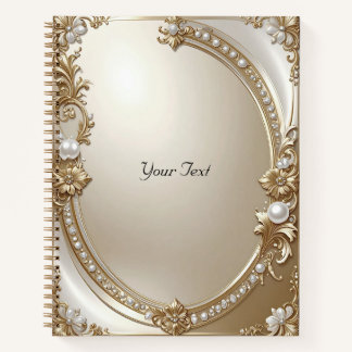 Carnet Golden Ornate Frame with Pearls Notebook