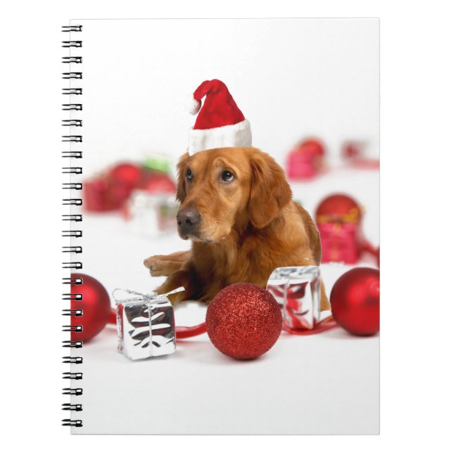 Carnet Golden Retriever Chien W Red Santa Chapel Noël (Devant)
