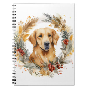 Carnet Golden Retriever Christmas Wreath Festive Pup