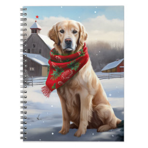 Carnet Golden Retriever Dog in Snow Christmas