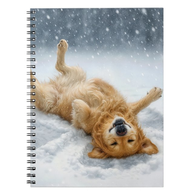 Carnet Golden Retriever faisant un ange de neige (Devant)