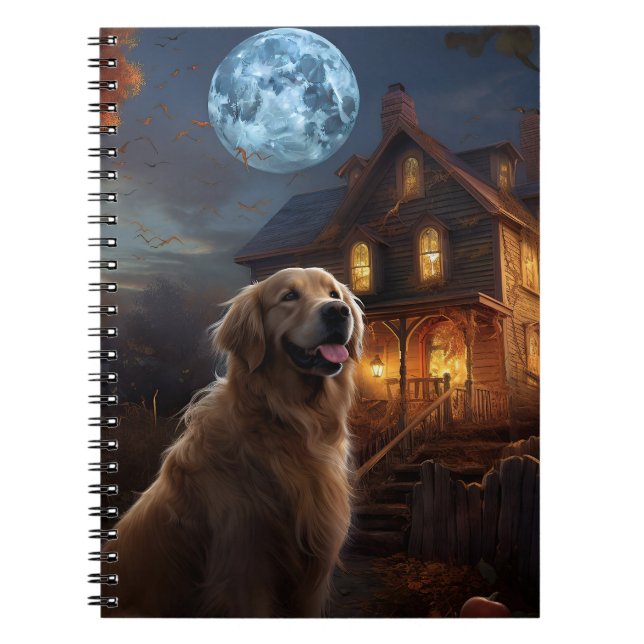 Carnet Golden Retriever Halloween effroi (Devant)